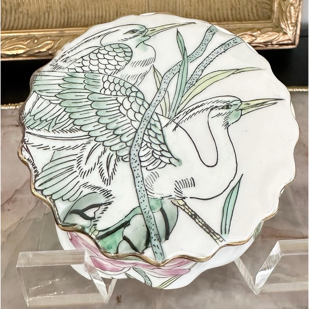 Lotus Flower Chinoiserie Trinket Box
